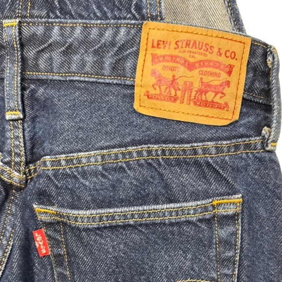 Levi’s Medium Dark Blue Wash Denim Overalls Jukebox Jam Women Size S–Vintage Y2K - Picture 7 of 16